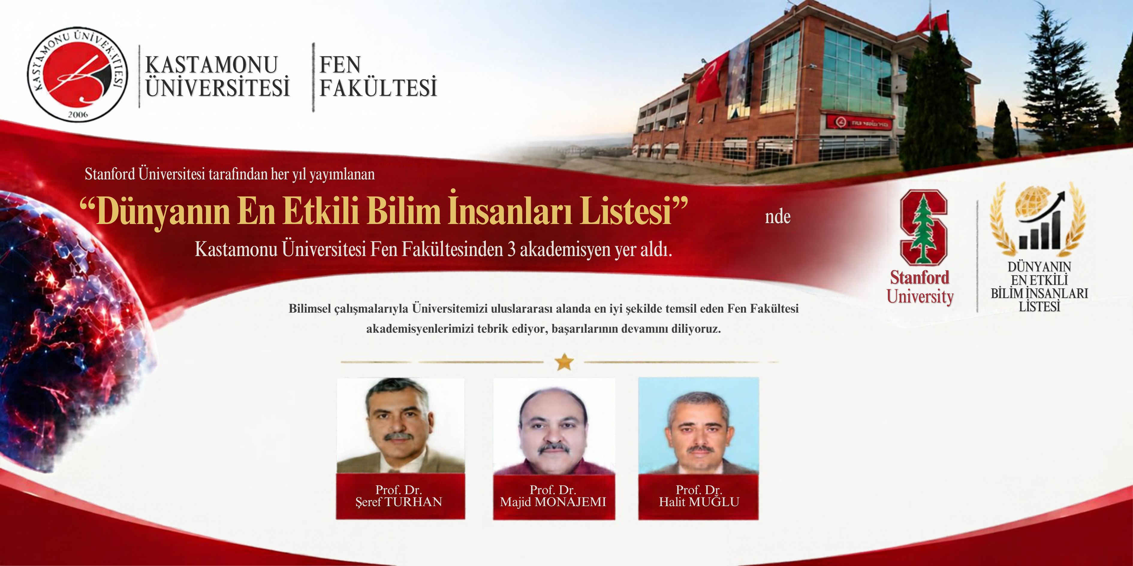 Fakültemizden 3 Akademisyen “Dünyanın En Etkili Bilim İnsanları Listesi”nde